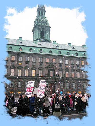 Muslimer i demonstration ved Folketinget - foto af Jacob Holdt